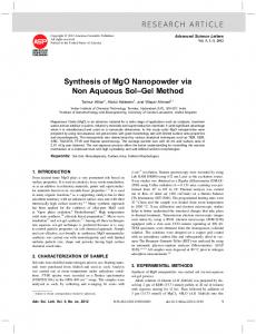 RESEARCH ARTICLE Synthesis of MgO