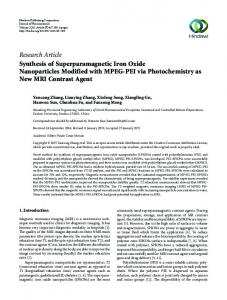 Research Article Synthesis of Superparamagnetic