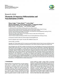 Research Article Thymosin 4 Improves Differentiation and ... - Hindawi