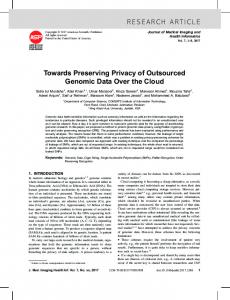 RESEARCH ARTICLE Towards Preserving Privacy of ...