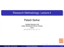 Research Methodology: Lecture 4 - Indian Statistical Institute