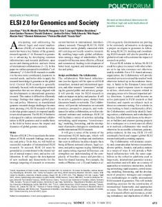 Research priorities. ELSI 2.0 for genomics and society.