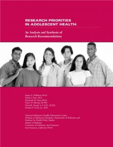 RESEARCH PRIORITIES IN ADOLESCENT HEALTH - National ...