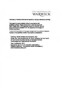 Research Proposal - Warwick WRAP - University of Warwick