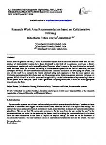 Research Work Area Recommendation based on ... - Semantic Scholar