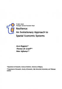 Resilience: An Evolutionary Approach to Spatial ... - CiteSeerX