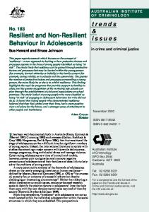 Resilient and non-resilient behaviour in adolescents - CiteSeerX