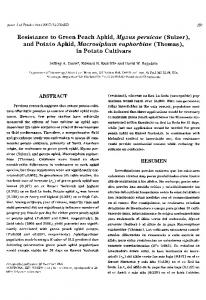 Resistance to green peach aphid, Myzus persicae (Sulzer), and potato ...