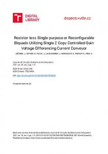 Resistor-less Single-purpose or Reconfigurable