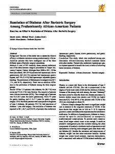 Resolution of Diabetes After Bariatric Surgery Among ...