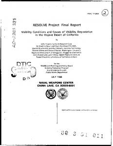 RESOLVE Project Final Report