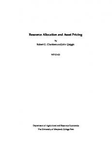 Resource Allocation and Asset Pricing - AgEcon Search