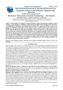 Resource Allocation in Cloud Computing - IJARCSSE