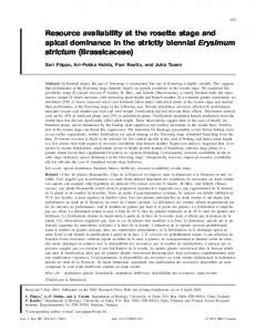 Resource availability at the rosette stage and apical dominance in the ...