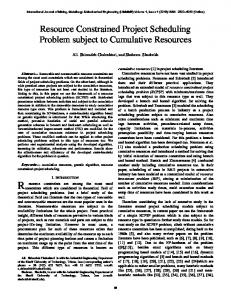 Resource Constrained Project Scheduling Problem subject to ...