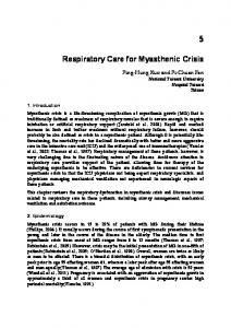 Respiratory Care for Myasthenic Crisis