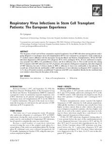 Respiratory Virus Infections in Stem Cell Transplant Patients: The ...