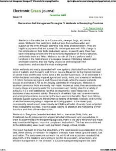 Restoration And Management - CES (IISc)