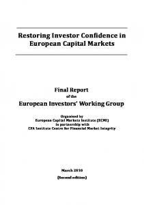 Restoring Investor Confidence in European Capital Markets