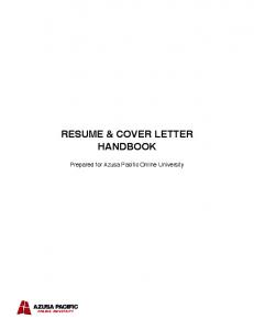 RESUME & COVER LETTER HANDBOOK