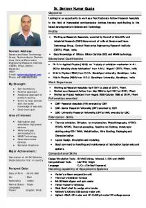 Resume - Dr. Sanjeev Kumar Gupta