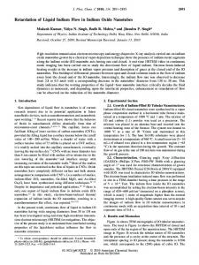 Retardation of Liquid Indium Flow in Indium Oxide Nanotubes