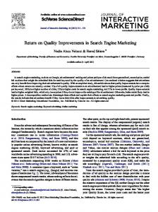 Return on Quality Improvements in Search Engine