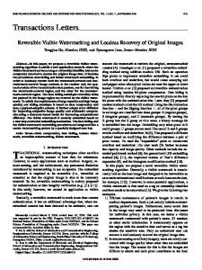 Reversible Visible Watermarking and Lossless Recovery of Original ...