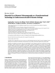 Review Article Potential Use of Remote ... - BioMedSearch