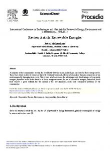 Review Article-Renewable Energies