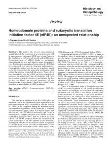 Review Homeodomain proteins and eukaryotic ...