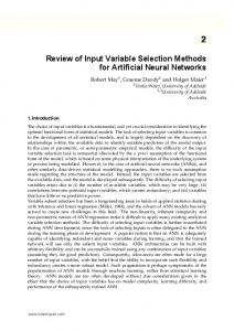 Review of Input Variable Selection Methods for Artificial ... - InTechOpen