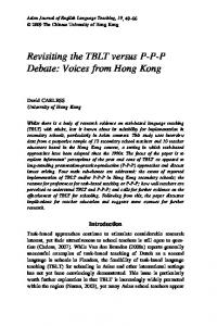 Revisiting the TBLT versus P-P-P Debate: Voices from Hong Kong