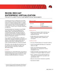 RH318: Red Hat enteRpRise ViRtualization