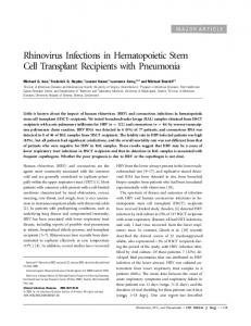 Rhinovirus Infections in Hematopoietic Stem Cell Transplant ...