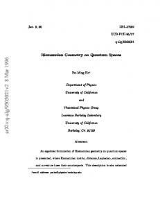 Riemannian Geometry on Quantum Spaces