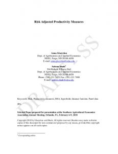 Risk Adjusted Productivity Measures - AgEcon Search