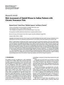 Risk Assessment of Opioid Misuse in Italian Patients with Chronic ...