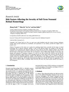 Risk Factors Affecting the Severity of Full-Term Neonatal Retinal