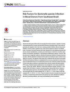 Risk Factors for Bartonella species Infection in Blood Donors ... - PLOS