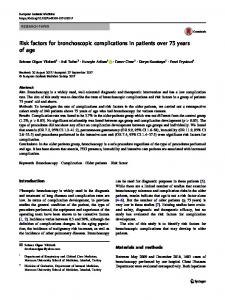 Risk factors for bronchoscopic complications in patients over 75 years ...