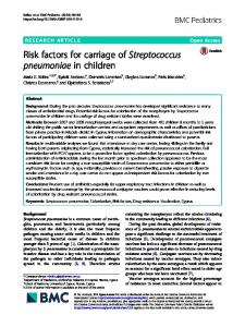 Risk factors for carriage of Streptococcus ... - BMC Pediatrics