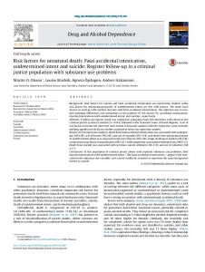 Risk factors for unnatural death: Fatal accidental intoxication ...