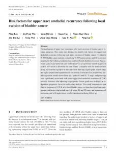 Risk factors for upper tract urothelial recurrence ... - Wiley Online Library