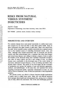 Risks From Natural Versus Synthetic Insecticides