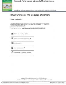 Ritual Grievance: The language of woman?