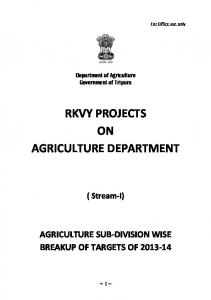RKVY PROJECTS ON AGRICULTURE DEPARTMENT