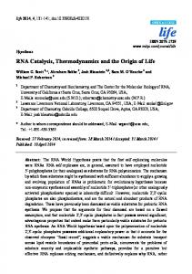 RNA Catalysis, Thermodynamics and the Origin of Life - MDPI