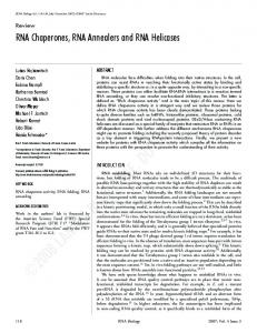 RNA Chaperones, RNA Annealers and RNA Helicases