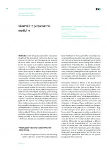 Roadmap to personalized medicine